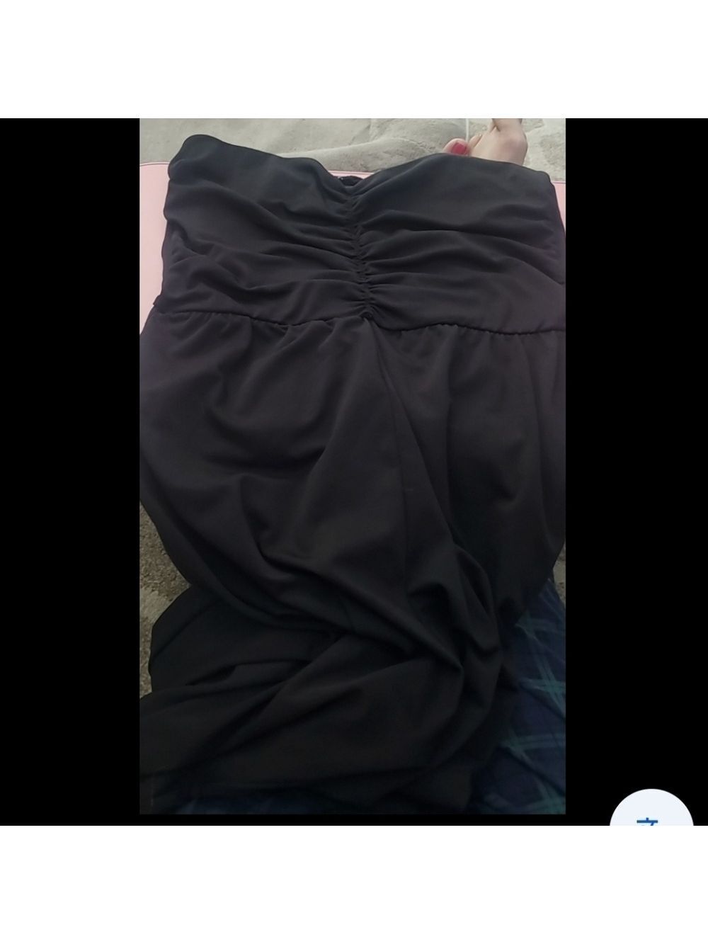 Elegant Black Strapless Jumpsuit With Shirred Bodice Size Large